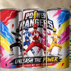 Power Rangers Tumbler Wrap Design, Colorful Superhero Cup Wrap, 20 Oz Skinny Tumbler Digital Download