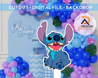 Lilo and Stitch Cutout, Lilo and Stitch Big Decor, Party decoration Theme Baby shower or birthday party Stand Up Prop, Digital download