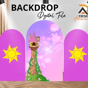 Backdrop Rapunzel Tangled - Rapunzel Tangled birthday party decor, Rapunzel Tangled cutout decor digital download, girl Rapunzel Tangled