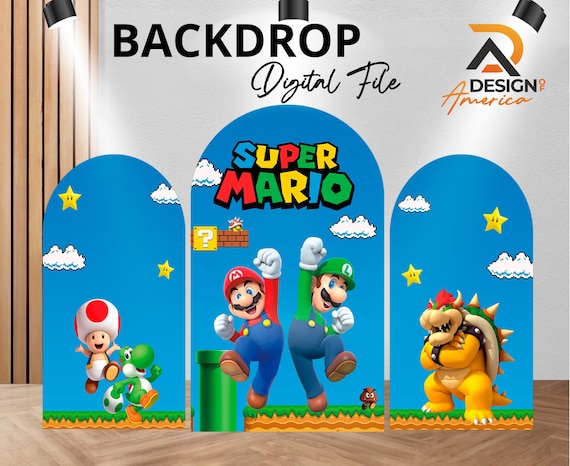 Backdrop Super Mario Bros -  Super Mario Bros birthday party decor,  Super Mario Bros cutout decor digital download, girl and boy