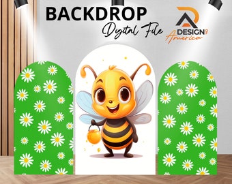 Backdrop Bee - Bee birthday party decor, Bee cutout decor digital download, girl and boy Bee