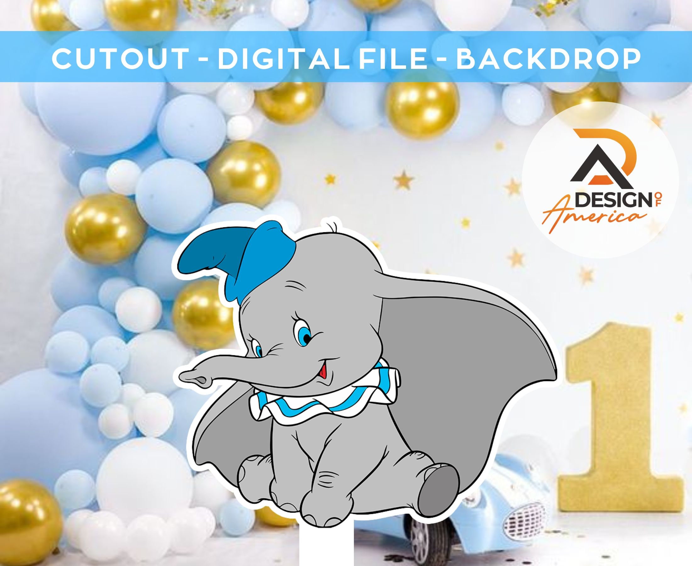 Dumbo Baby Shower Decorations Boy Dumbo Cutout, Large Background