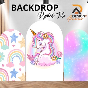 Backdrop Unicorn - Unicorn birthday party decor, Unicorn cutout decor digital download, girl Unicorn