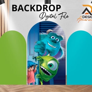 Backdrop Monster Inc - Monster Inc birthday party decor, Monster Inc cutout decor digital download, Monster Inc