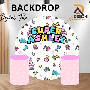 Peach princess Backdrops - prop - cutout - Bundle- Template - Party Decor Business Backdrop - Big decor - planner backdrops -princess peach