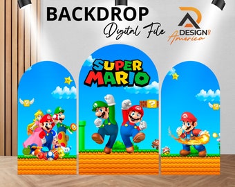 Hintergrund Super Mario Bros – Super Mario Cutout-Dekor digitaler Download – Geburtstagsparty-Dekorationszubehör