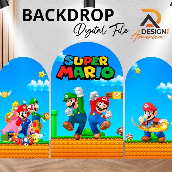 Backdrop Super Mario Bros - Super Mario cutout decor digital download - Birthday Party Decoration Supplies