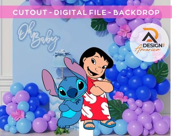 Lilo and Stitch Cutout, Lilo and Stitch Big Decor, Party decoration Theme Baby shower or birthday party Stand Up Prop, Digital download