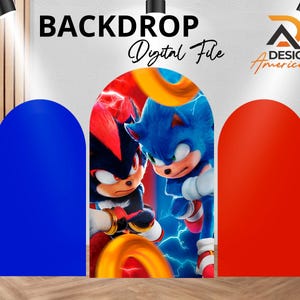 Sonic and Shadow Backdrop: Sonic Birthday Party Decorations, Digital Download of Sonic and Shadow Cutout Decorations for Girls and Boys
