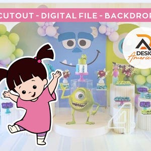 Monster Inc - Boo CutOut, party decoration theme, birthday party, standing prop, digital download - Monster Inc