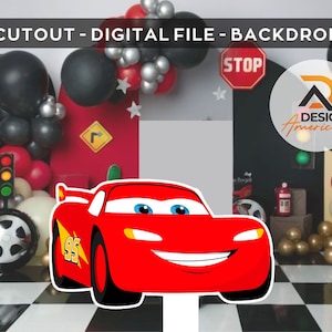 Cars McQueen – CutOut, Partydekorationsthema, Geburtstagsfeier, stehende Requisite, digitaler Download – Cars – Lightning McQueen