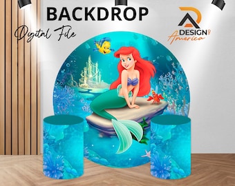 Backdrop Ariel - The little Mermaid - Ariel cutout decor digital download - Birthday Party Decoration Supplies