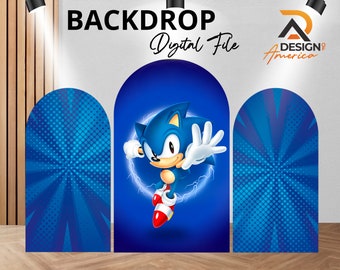 Sonic-Hintergrund – Sonic-Geburtstagsparty-Dekor, Sonic-Ausschnitt-Dekor, digitaler Download, Mädchen und Junge Sonic