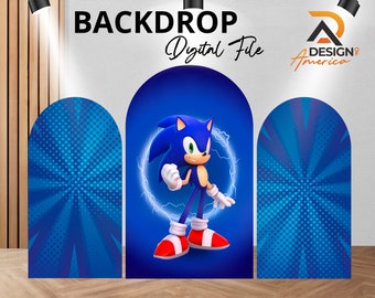 Sonic-Hintergrund – Sonic-Geburtstagsparty-Dekor, Sonic-Ausschnitt-Dekor, digitaler Download, Mädchen und Junge Sonic