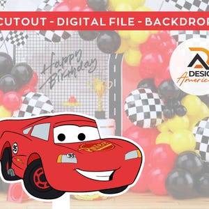 Cars McQueen – CutOut, Partydekorationsthema, Geburtstagsfeier, stehende Requisite, digitaler Download – Cars – Lightning McQueen
