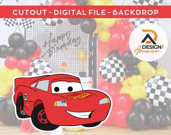 Cars McQueen - CutOut, party decoration theme, birthday party, standing prop, digital download - Cars - Lightning McQueen