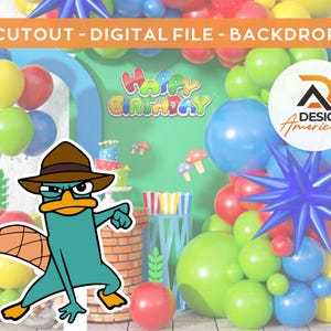 Perry the Platypus - Phineas and Ferb - CutOut, Phineas and Ferb party decoration theme, birthday party, stand up prop, digital download