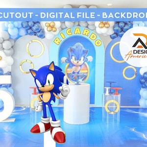 Sonic - wycięcie, dekoracja imprezowa Motyw Sonic, przyjęcie urodzinowe, rekwizyt stojący, pobieranie cyfrowe - Sonic
