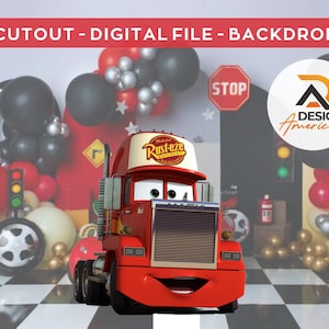 Cars Mack- CutOut, party decoration Cars Mack theme, birthday party, standing prop, digital download - Cars Mack