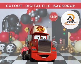 Cars Mack- CutOut, party decoration Cars Mack theme, birthday party, standing prop, digital download - Cars Mack