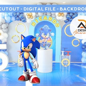 Sonic - wycięcie, dekoracja imprezowa Motyw Sonic, przyjęcie urodzinowe, rekwizyt stojący, pobieranie cyfrowe - Sonic