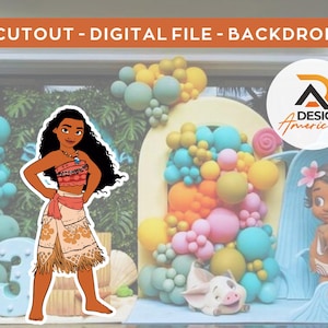 Moana  CutOut, party decoration theme, birthday party, standing prop, digital download - Moana