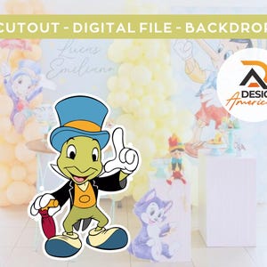 Pinocchio Jiminy Cricket- CutOut, party decoration Pinocchio theme, birthday party, standing prop, digital download - Jiminy Cricket