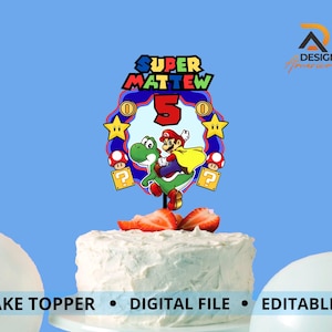 Super Mario personalized Cake Topper | Super Mario Birthday Party| Mario birthday party | Printable Birthday Cake Topper | DIGITAL FILE
