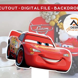 Carros McQueen - CutOut, tema de decoração de festa, festa de aniversário, suporte de pé, download digital - Carros - Relâmpago McQueen