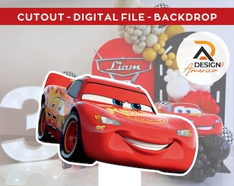 Cars McQueen - CutOut, party decoration theme, birthday party, standing prop, digital download - Cars - Lightning McQueen