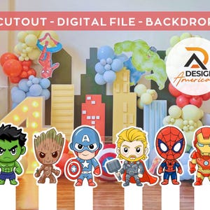 Large Avengers Babies Decorative Backdrops, Printable Avengers Babies Cutout Decorations, Avengers Babies, Birthday Party, Digital Download