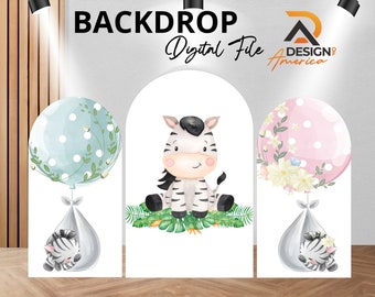Backdrop Zebra - Zebra birthday party decor, Zebra cutout decor digital download, girl and boy Zebra