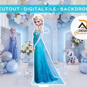 Décorations de fête sur le thème d'Elsa, Frozen, découpes, anniversaire, accessoires, téléchargement numérique - Princesse Elsa