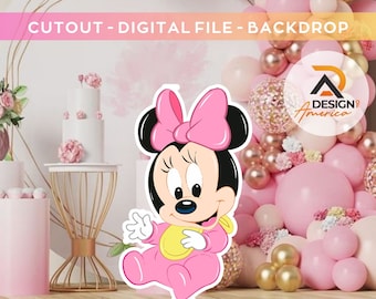 Baby mouse cutout, large backdrop decoration, mouse theme party decoration baby shower or birthday party stand up prop, digital download