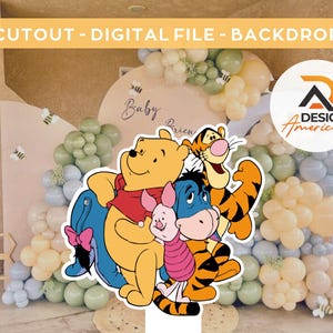Winnie Pooh Cutout, Winnie Pooh Decoration, Decoration Theme, Birthday Party, Stand Up Prop, Digital Download Winnie Pooh