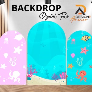 Toile de fond océan - Décor de fête d’anniversaire océan, décor de découpe océan téléchargement numérique, fille et garçon océan