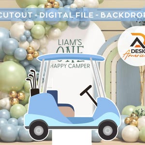 Golf Cart Cutout, watercolor Golf Birthday Decor, Golf Party Decoration Theme Baby shower Or Birthday Party Stand Up Prop, Digital Download