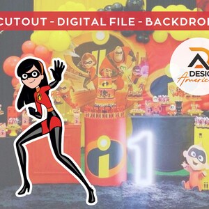 Les Indestructibles - Décoration Violet Parr, Décoration thème Les Indestructibles, fête d&#39;anniversaire, accessoire debout, téléchargement numérique Violet Parr