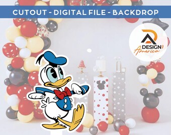 Kaczor Donald-dekoracja Myszki Miki, dekoracja motywu Myszki Miki, przyjęcie urodzinowe, rekwizyt stojący, pobieranie cyfrowe