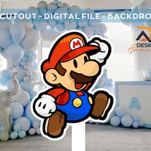 BIG DECOR - CUTOUT Mario cartoon - Digital file - Decor Backdrops, Super Mario Centerpiece Cutout Decor Printable, Birthday Party