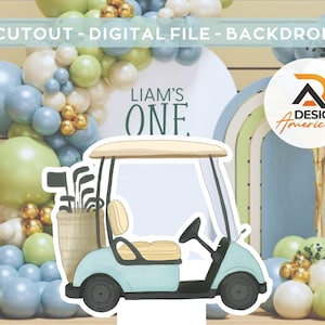 Golf Cart Cutout, watercolor Golf Birthday Decor, Golf Party Decoration Theme Baby shower Or Birthday Party Stand Up Prop, Digital Download