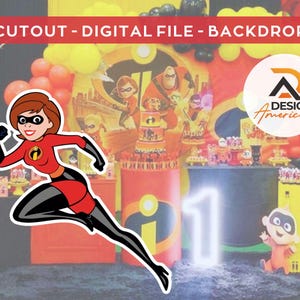 The Incredibles - Elastigirl decoration, The Incredibles theme decoration, birthday party, standing prop, digital download Elastigirl