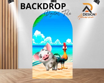 Sfondo a tema Moana Sfondo fotografico per bambini Decorazione Moana Sfondo personalizzato per festa di compleanno