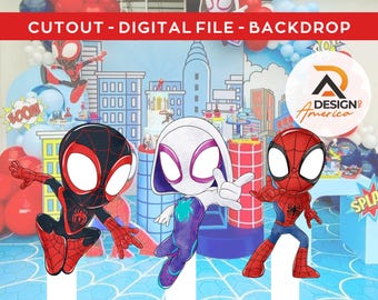 Spidey and his amazing friends - CutOut, Spidey party decoration theme, Spidey birthday party, standing prop, digital download - Spidey