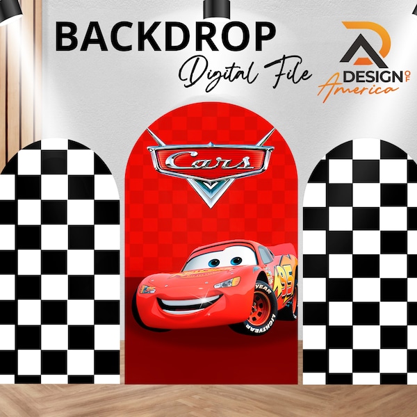 Backdrop Rayo Mcqueen- Rayo Mcqueen birthday party decor, Rayo Mcqueen cutout decor digital download, Rayo Mcqueen and boy Rayo Mcqueen