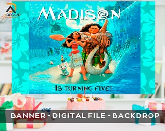 Moana Backdrop, Moana Banner, Moana Printable Backdrop, DIGITAL FILE - PRINTABLE -