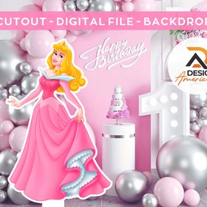 Prinzessin Aurora - Dornröschen, CutOut, Prinzessin Aurora Partydekorationsthema, Geburtstagsfeier, Stand-up-Requisite, digitaler Download