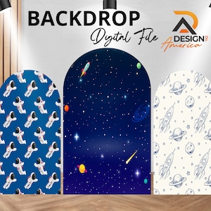 Backdrop Astronaut - Astronaut birthday party decor, Astronaut cutout decor digital download, girl and boy Astronaut