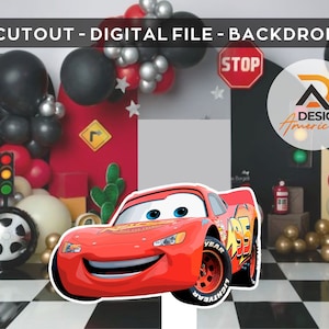 Cars McQueen - CutOut, party decoration theme, birthday party, standing prop, digital download - Cars - Lightning McQueen