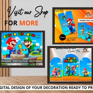 Backdrop Super Mario Bros Super Mario cutout decor digital download Birthday Party Decoration Supplies image 3